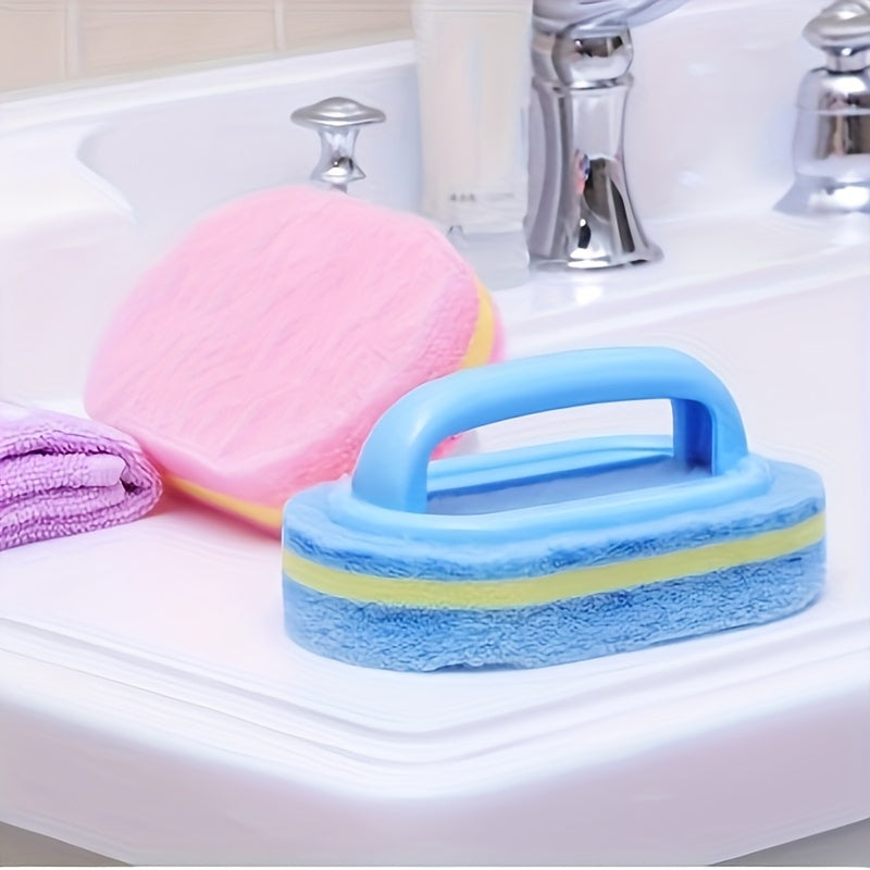 Blue Household Cleaning Sponge for Compatible Kitchen and Bathroom Surfaces, Multipurpose Cleaning Tool with Listed Glass, Ceramic and Wall Cleanup Uses