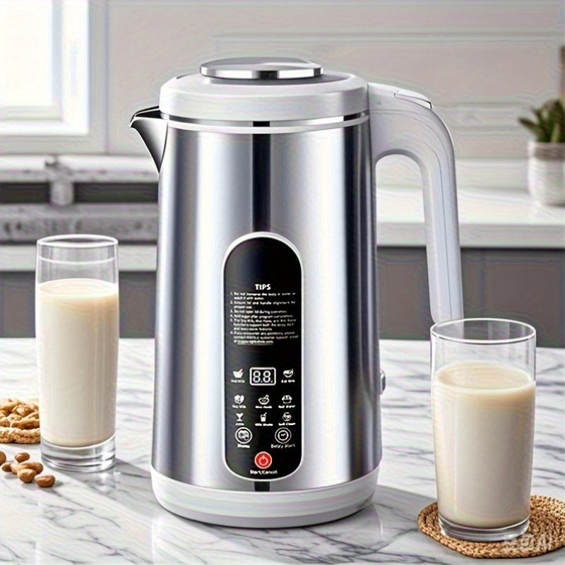 Soy Milk Maker with 1200mL Container, 800W Stainless Steel Multifunction Nut Milk, Soup and Juice Machine with Touch Controls, Auto Cleaning and 24-Hour Timer