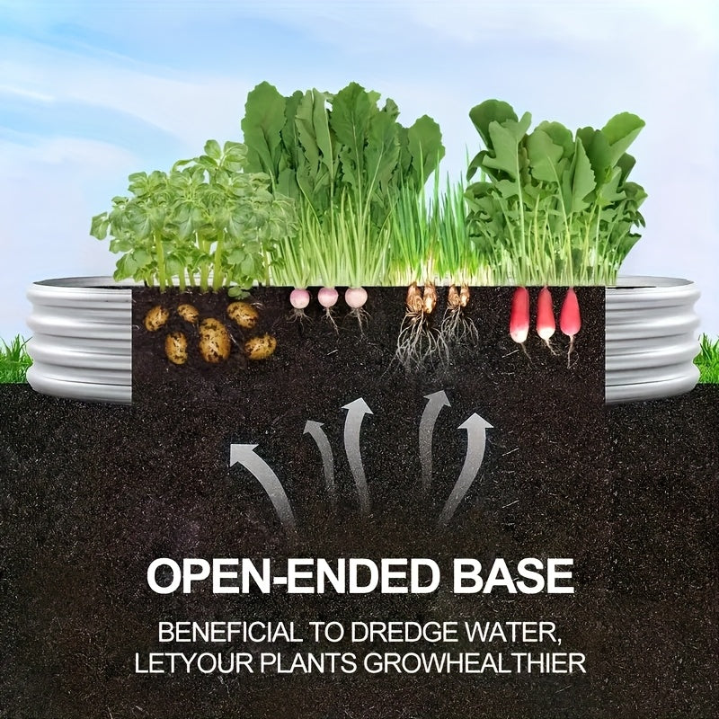 Raised Garden Bed Kit with Galvanized Metal Planter Wording, 2x2x1ft Single or 4x2x1ft One-, Two- and Four-Piece Options for Outdoor Backyard Planting Projects