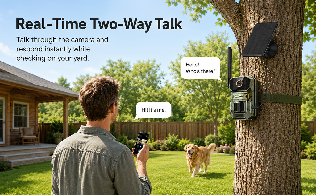 Camouflage Cellular Trail Camera with Listed 3K Imaging, Solar Panel Support, 40ft Motion Detection, Infrared Night Vision and Wide-Angle Lens for Wildlife Observation