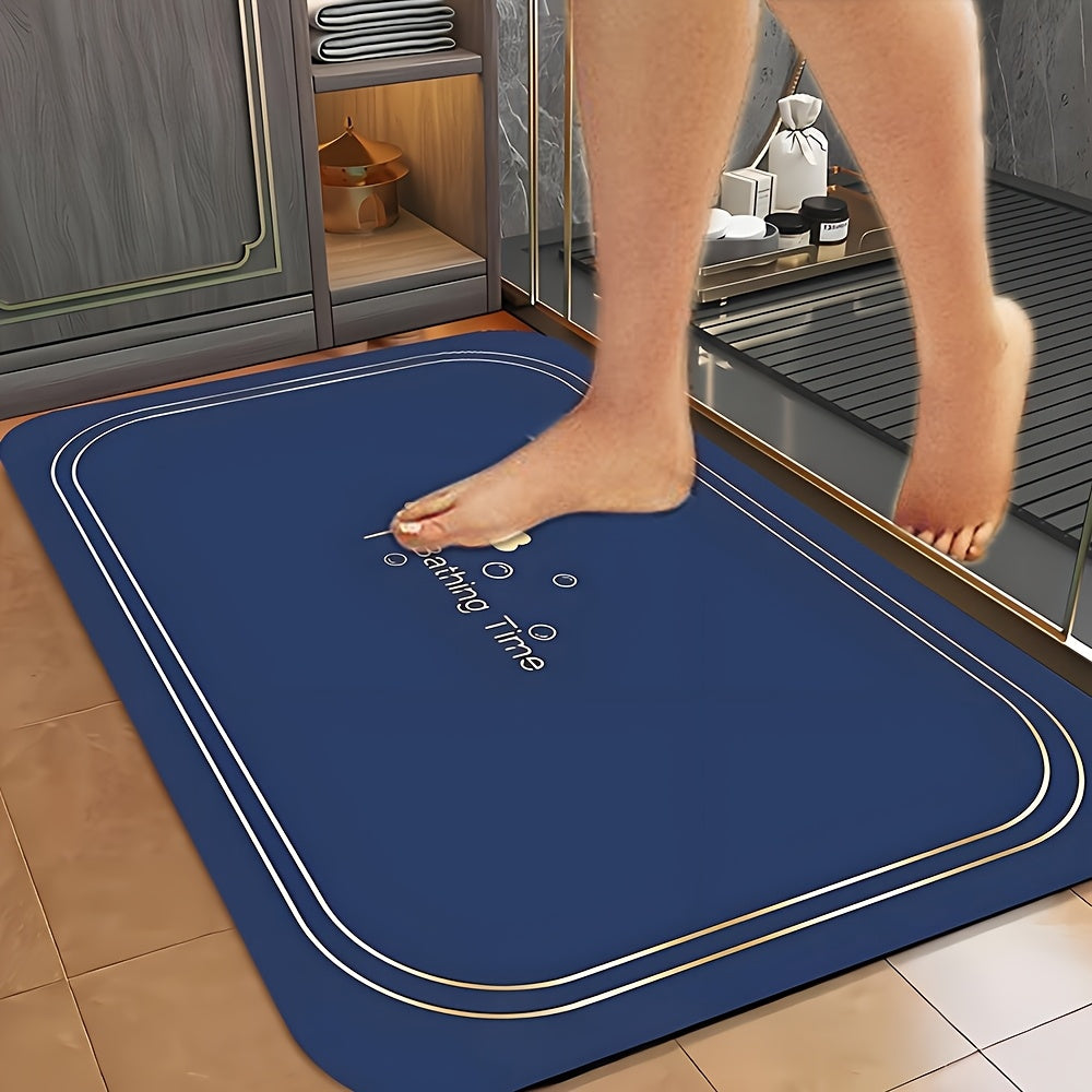 Quick-Drying Bathroom Mat with Diatomaceous Earth Reference, Soft Absorbent Bath Floor Mat with Listed Anti-Slip Design for Shower and Bathtub Areas