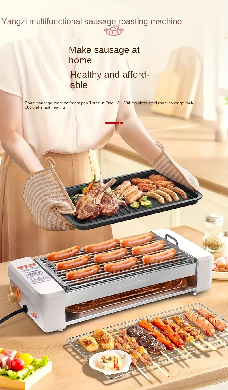 Countertop Sausage Grill with Adjustable Temperature, Nonstick Pan and Detachable Panel, Listed 4-in-1 Cooking Design with White or Black Gift Bag Option Labels