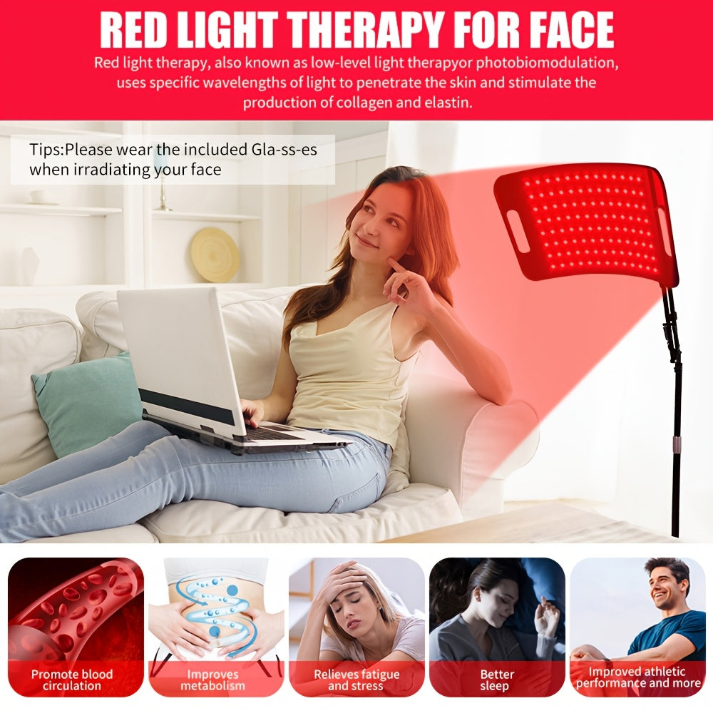 Red Light LED Lamp in Black with Listed Stand, 660nm and 850nm Wavelength Wording and Plug-In Design for Instruction-Guided Adult Personal Care Routines