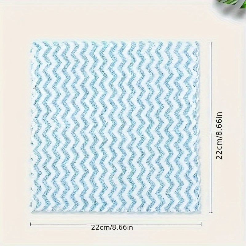 Striped Microfiber Kitchen Towels, Ten-Piece Square Dish Cloth Pack with Hand-Wash-Only Care and Any Color Selection for Everyday Dish and Countertop Cleanup