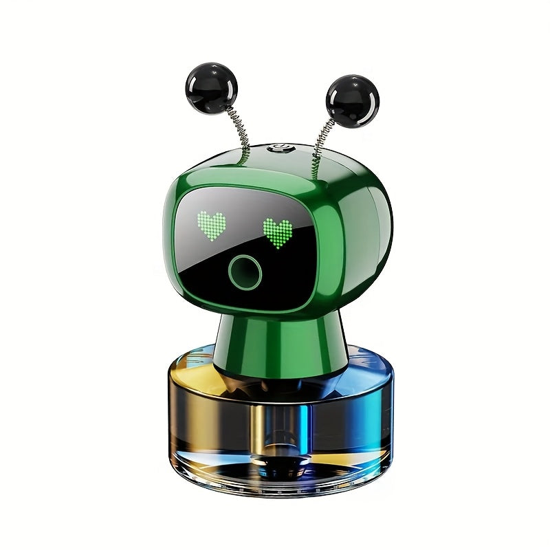 Robot Car Air Freshener with Dynamic Expressions, Automatic Start Stop Spray and Four Adjustable Fragrance Levels, Five Color and Scent Options