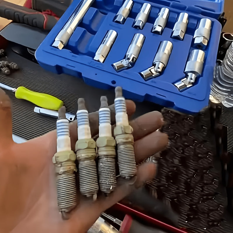 Spark Plug Socket Set with Magnetic Design and Listed 14mm plus 16mm Sizes, Alloy Steel Tool Selection for Compatible Automotive Spark Plug Maintenance