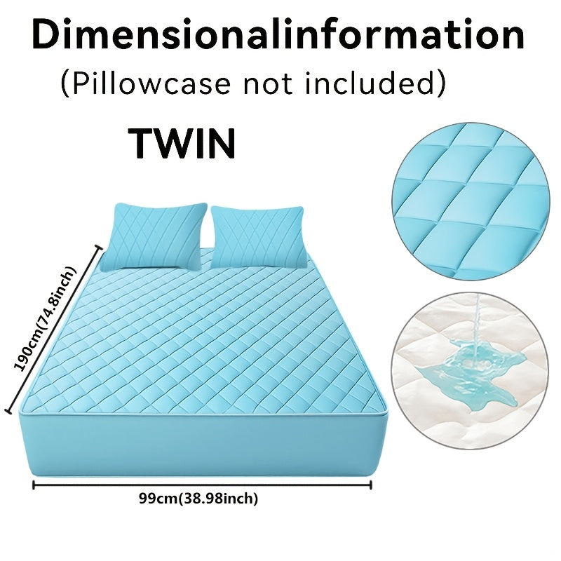 Fitted Mattress Protector with Listed 9–15 Inch Pocket Range, Single Solid-Color Bed Cover in Twin, Full, Queen and King Sizes with Nine Color Labels