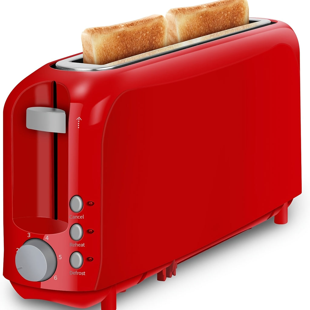 Six-Shade 2 Slice Toaster with 750W Heating, Cancel, Reheat and Defrost Functions, Removable Crumb Tray and Six Color Options for Home Breakfast Preparation