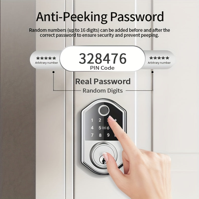 Fingerprint Keypad Door Lock with Automatic Locking and Anti-Peeping Password Feature, Black or Silvery Smart Entry Lock in With Card or Cardless Versions