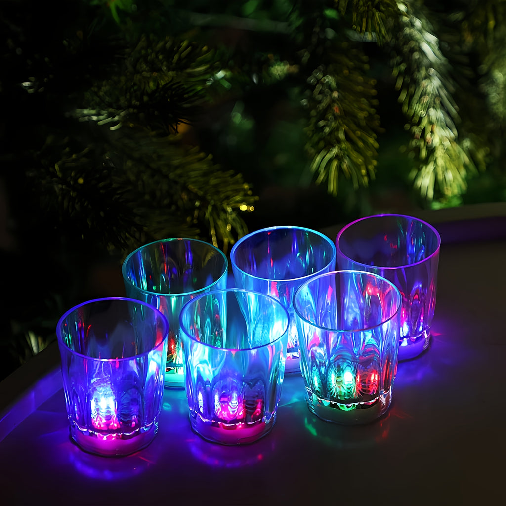 LED Light-Up Party Wine Glasses with Color-Changing Mode Wording, Small Cup Sets in 12 or 15-Piece Options for Birthdays, Weddings and Holiday Celebrations
