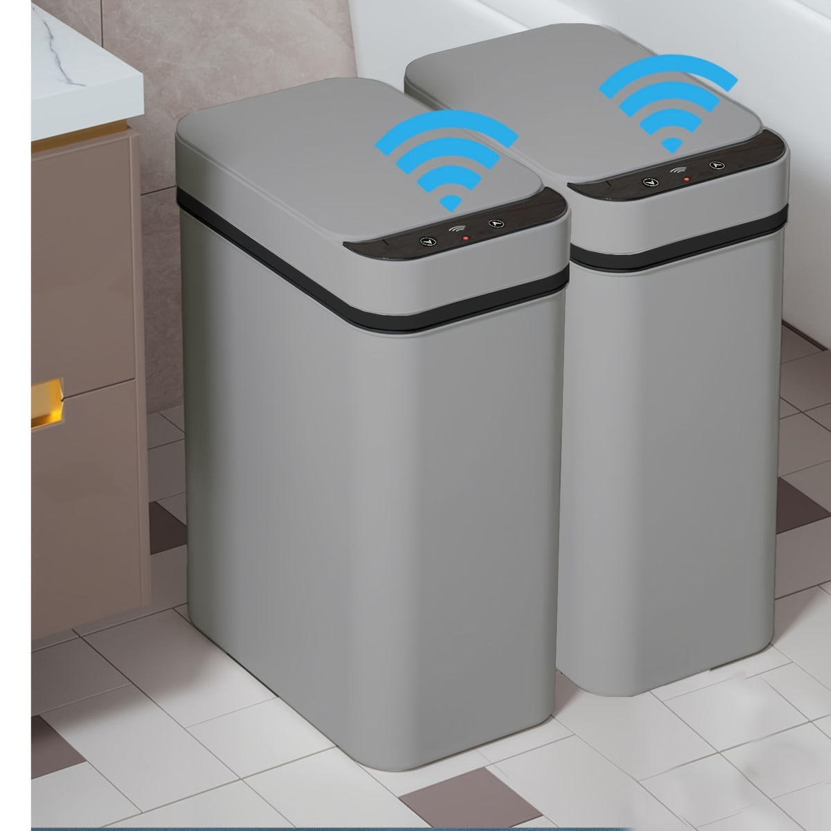 1/2 Pack Small Touchless Motion Sensor Trash Can With Lid, 2.4 Gallon Automatic Garbage Bin, Multi-use For Bathroom Kitchen Office Bedroom