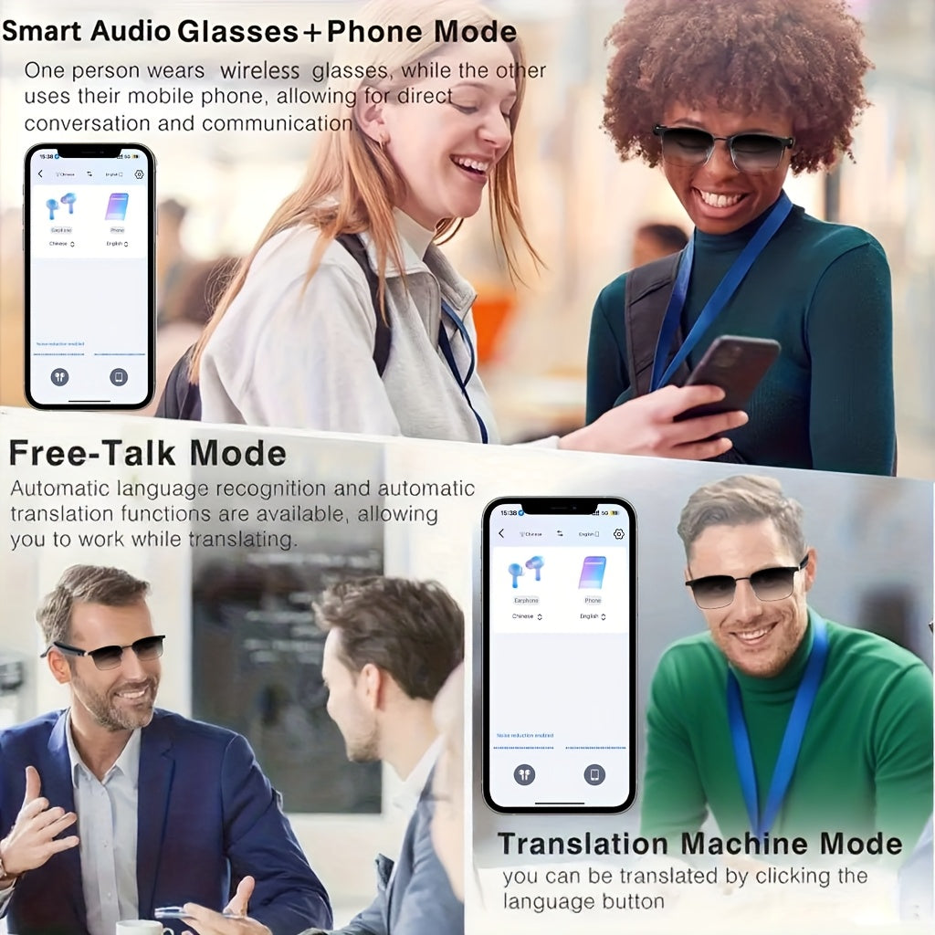 Translation Glasses with 164-Language Support, Photochromic Lens Options, Four AI Interpretation Modes and Meeting Recording for Travel and Business