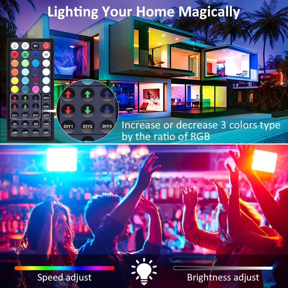 RGB LED Flood Lights with Listed 25W Power and 44-Key Remote, Color Changing Party Uplighting with Brightness Controls, Timer and Memory for Weddings and Events