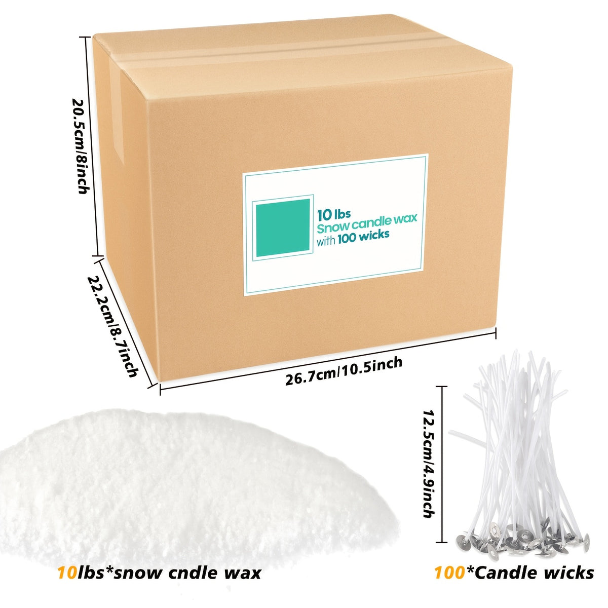 Pearl Wax Sand, 10LB Fragrance-Free Candle Powder with 100 Listed Wicks for Adult DIY Candle-Making Projects, Wedding Table Decor and Holiday Party Displays