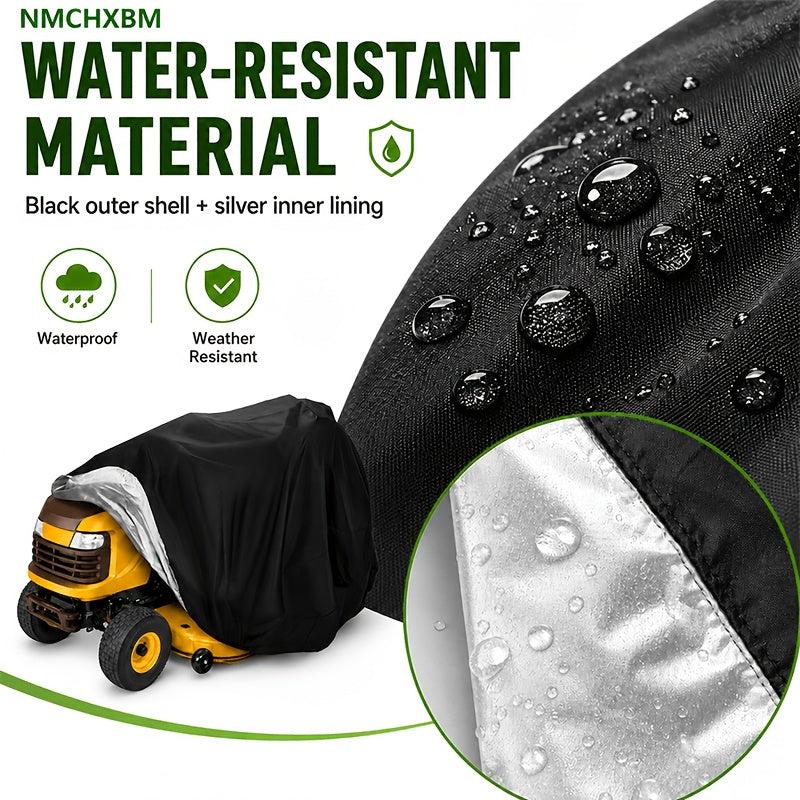 Lawn Mower Cover with Securing Straps and Storage Pockets, Black 800D Polyester Oxford Fabric Cover for Compatible Lawn Equipment and Tractor Storage