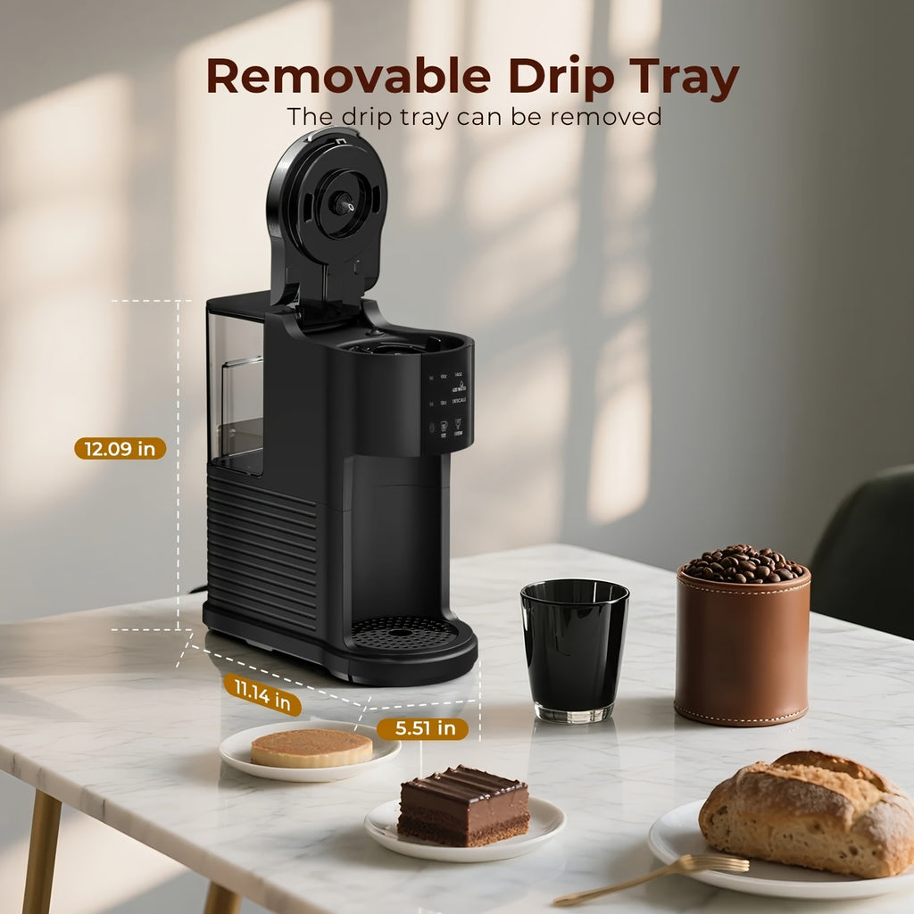 K-Cup Compatible Coffee Maker with Programmable Brewing, Black 2-in-1 Pod and Ground Coffee Brewer with Washable Filter, Keep-Warm and Self-Cleaning