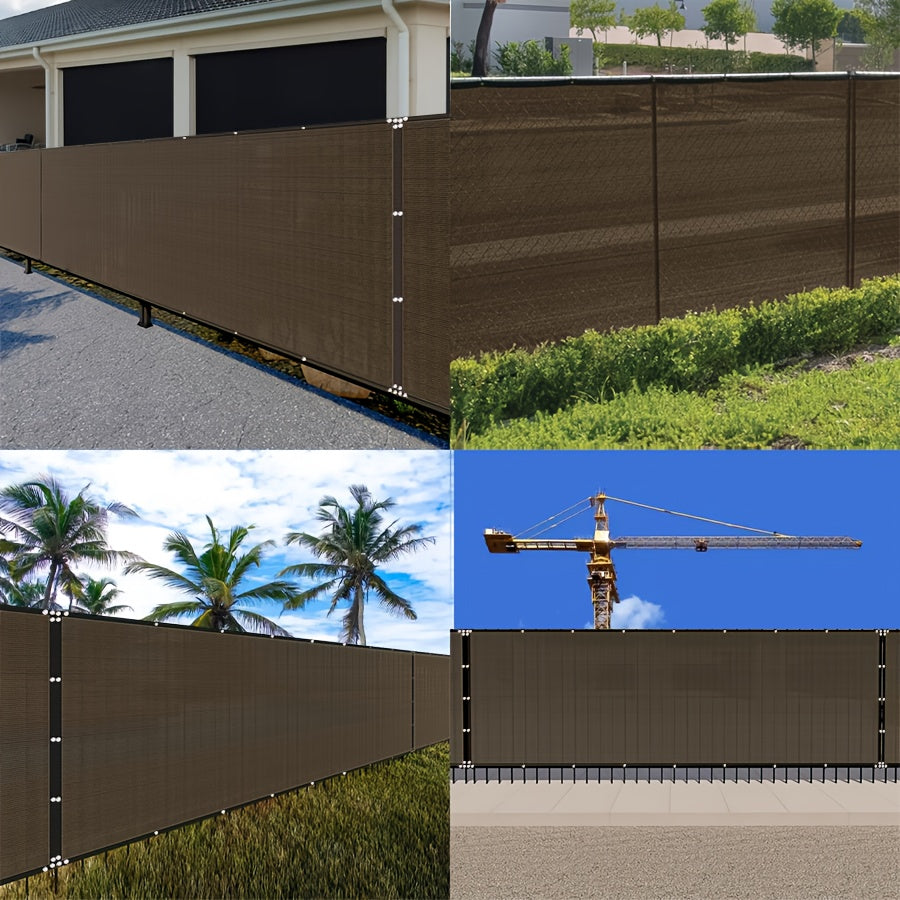 Brown Fence Privacy Screen with Listed Cable Zip Ties, Outdoor Shade Cloth Mesh in Multiple 15ft and 50ft Size Options for Garden and Backyard Fence Coverage