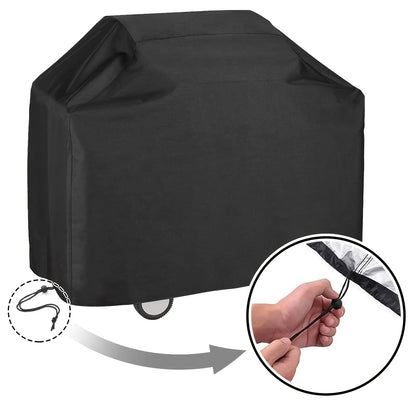 BBQ Grill Cover with Strap Fastening and Buckle Closure, Tear-Resistant Oxford Fabric Outdoor Barbecue Cover in Listed 58 x 46 x 24 Inch Size for Patio Storage