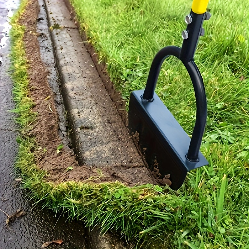 Serrated Manual Lawn Edging Shovel with Handle and Step-Edge Design Reference, Hand-Operated Garden Border Cutting Tool in Manual Trimmer Option