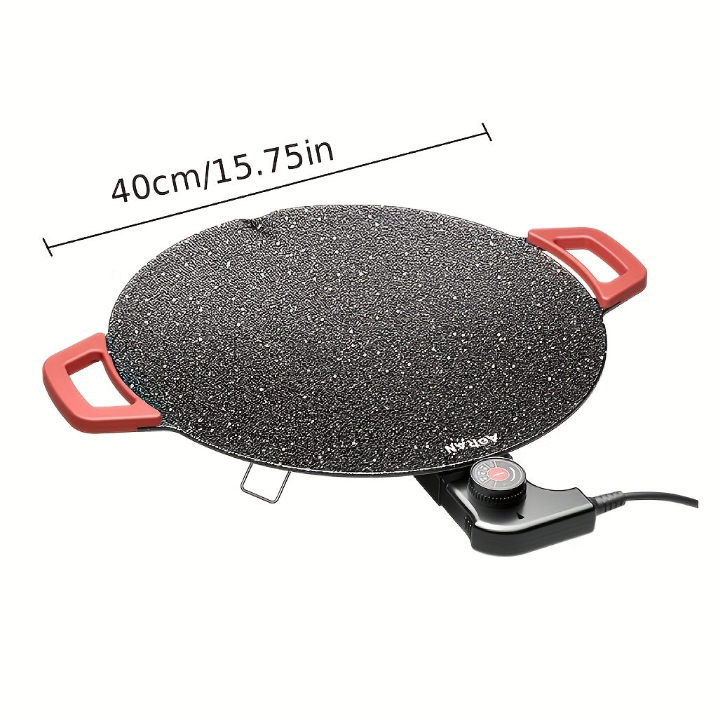 Adjustable Temperature Electric Grill Pan with Listed Nonstick Surface and 110V American Plug, Large Red Ear Model for Grilling, Frying and Home Kitchen Meals