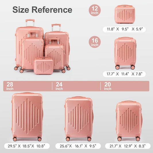 Striped ABS Trolley Luggage with Listed TSA Lock and Corner Wrap Details, Two, Four or Five-Piece Sets and Individual Suitcase Options for Business and Vacation Travel