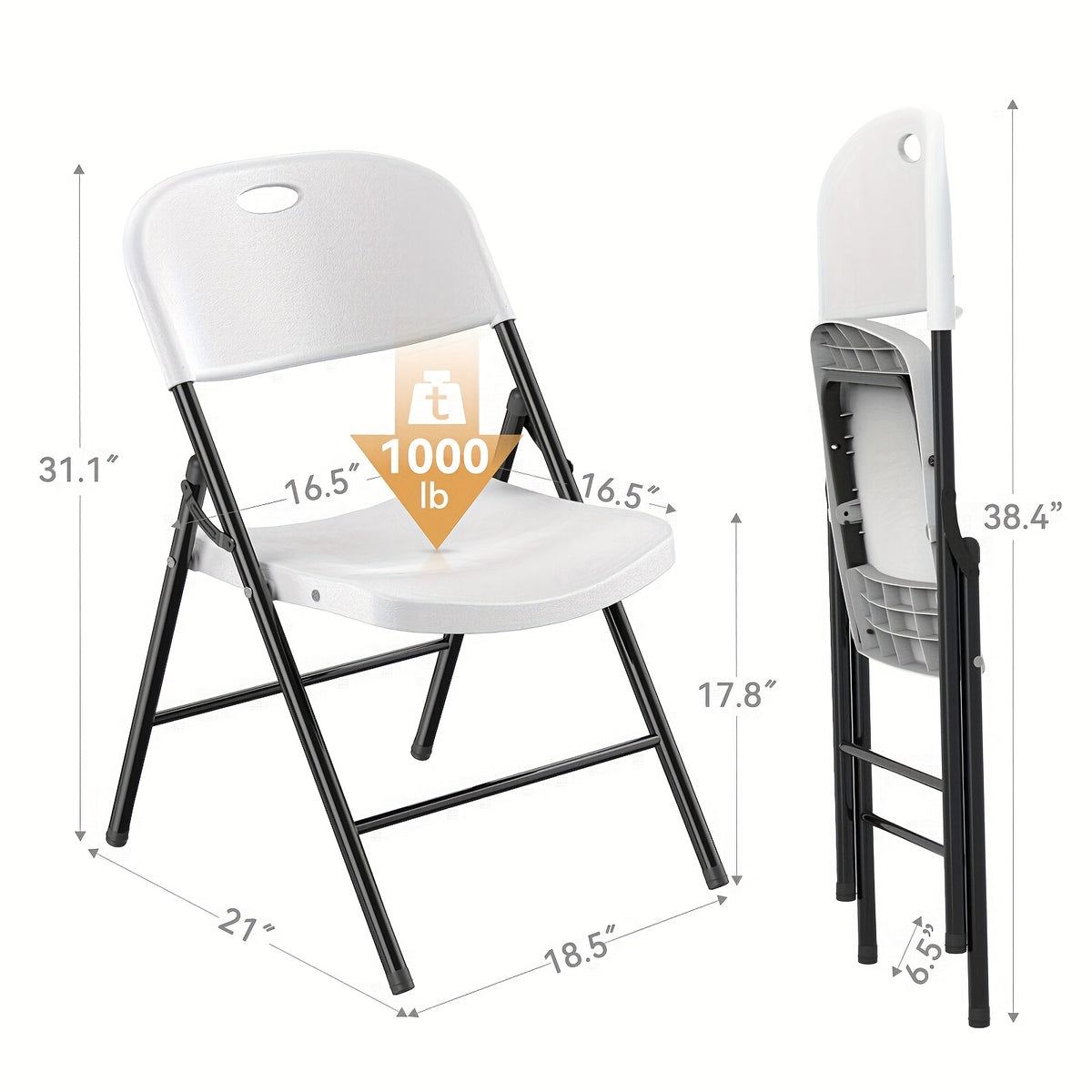 Folding Chairs Type C in Four, Eight or Ten-Pack Options, Foldable Guest Seating with Listed PP Plastic for Dinner Parties, Events and Home Gatherings
