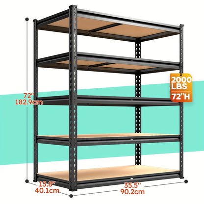 Metal Mesh Storage Shelving with Adjustable Shelf Heights, 72-Inch Utility Rack with Interlocking Assembly for Garage, Pantry and Basement Organization