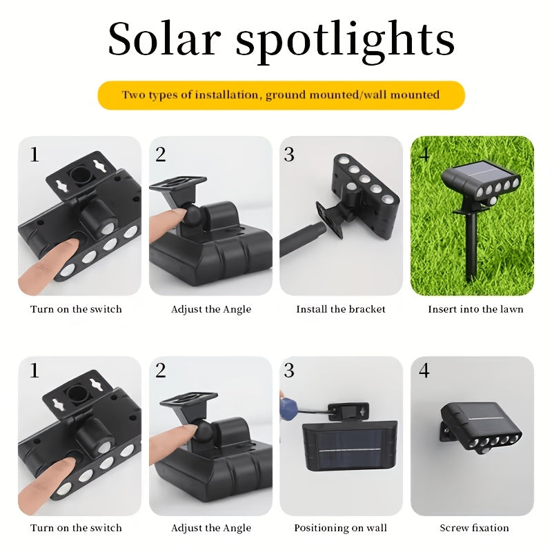 Solar Garden Accent Lights, Outdoor LED Landscape Spotlights with IP44 Rating, Warm White, Cool White or Colored Options for Patio and Holiday Decor