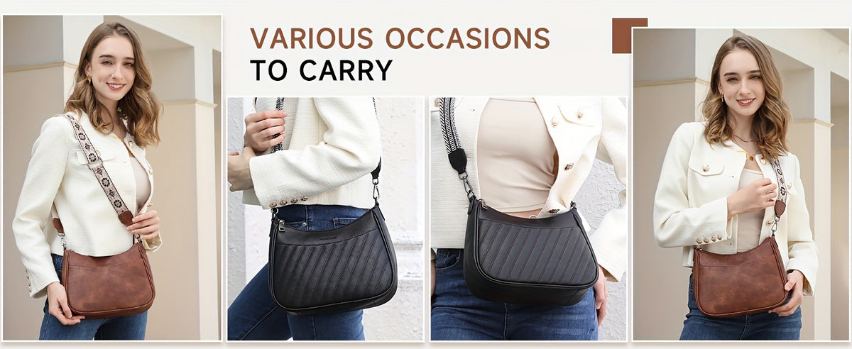 PU Crossbody Purse for Women, Adjustable Strap Shoulder Bag in Seven Colors for Everyday Outfits, Casual Errands and Personal Style