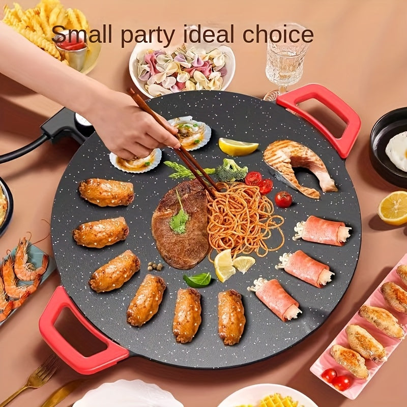 Electric Baking Pan by Aoran with Red Handle, Five Adjustable Heat Settings and Nonstick Surface, 18.11 or 19.55 Inch Total Length for Indoor Cooking