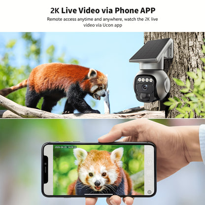 No-WiFi 4G LTE Solar Security Camera with Listed 5MP Imaging, 360-Degree Live View, Night Vision and Two-Way Audio, One- or Two-Camera Outdoor Options