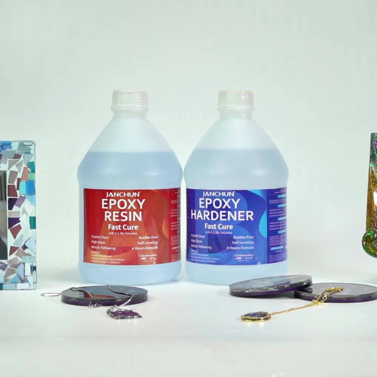 Epoxy Resin Kit by JANCHUN with Clear Gloss Finish and Listed 1:1 Volume Mixing, Four Capacity Options for Decorative Casting, Jewelry and Art Coating Projects