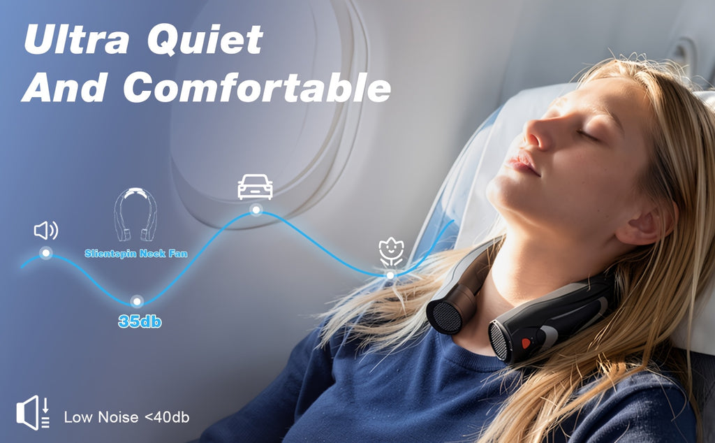 Black Portable Neck Fan with Six Adjustable Speeds and USB Rechargeable Design, Hands-Free Wearable Personal Airflow for Outdoor Travel, Office and Leisure