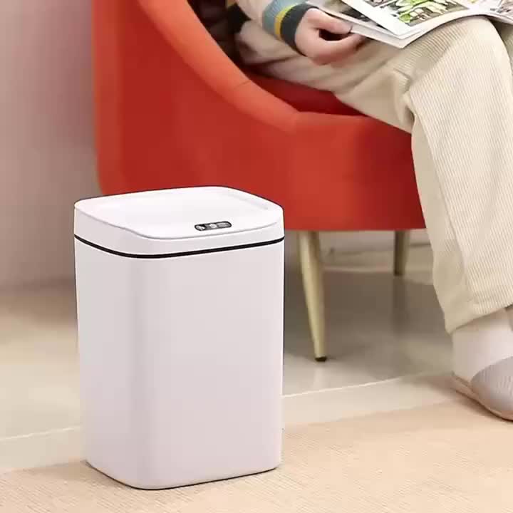 Touchless Plastic Trash Can with Motion Sensor Lid, 3.17 or 4.23-Gallon Capacity Options and Selected Bag Rings or Holders for Kitchen, Bathroom and Office