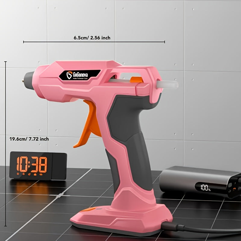 Cordless Hot Glue Gun for DIY Crafts and Handmade Decorations, USB Rechargeable Gogonova Tool in Pink, Grey or Blue for Compatible Nonstructural Repairs