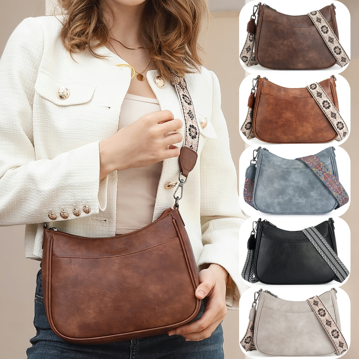 PU Crossbody Purse for Women, Adjustable Strap Shoulder Bag in Seven Colors for Everyday Outfits, Casual Errands and Personal Style
