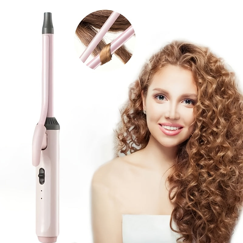 9mm Travel Curling Iron, Ultra-Fine Mini Curling Wand for Tight Curls, Teddy Curls, Airy Bangs & Water Waves, Fast Heating, for Short Hair, Men & Women, Holiday Gift, Pink
