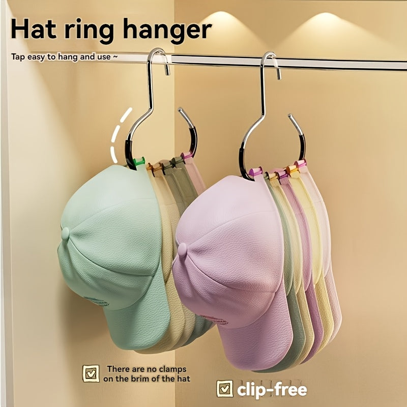 Wardrobe Hat Storage Hanger with Listed Eight-Hat Capacity, Hanging Baseball Cap Organizer for Home Closets and Dorm Rooms in Black or 1pair-white Options