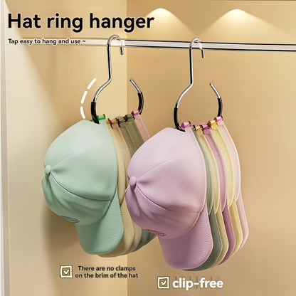 Wardrobe Hat Storage Hanger with Listed Eight-Hat Capacity, Hanging Baseball Cap Organizer for Home Closets and Dorm Rooms in Black or 1pair-white Options