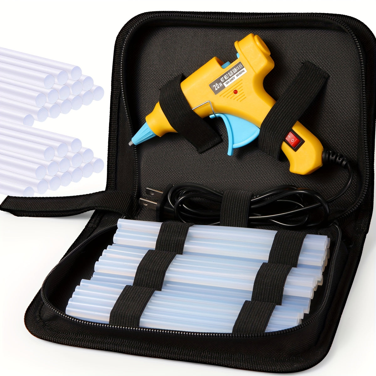 Hot Glue Gun Kit 30W with 30 Glue Sticks, 7 x 150mm Hot Melt Adhesive Tool in Seven Color Options for DIY Crafts, Handmade Decorations and Small Home Repairs
