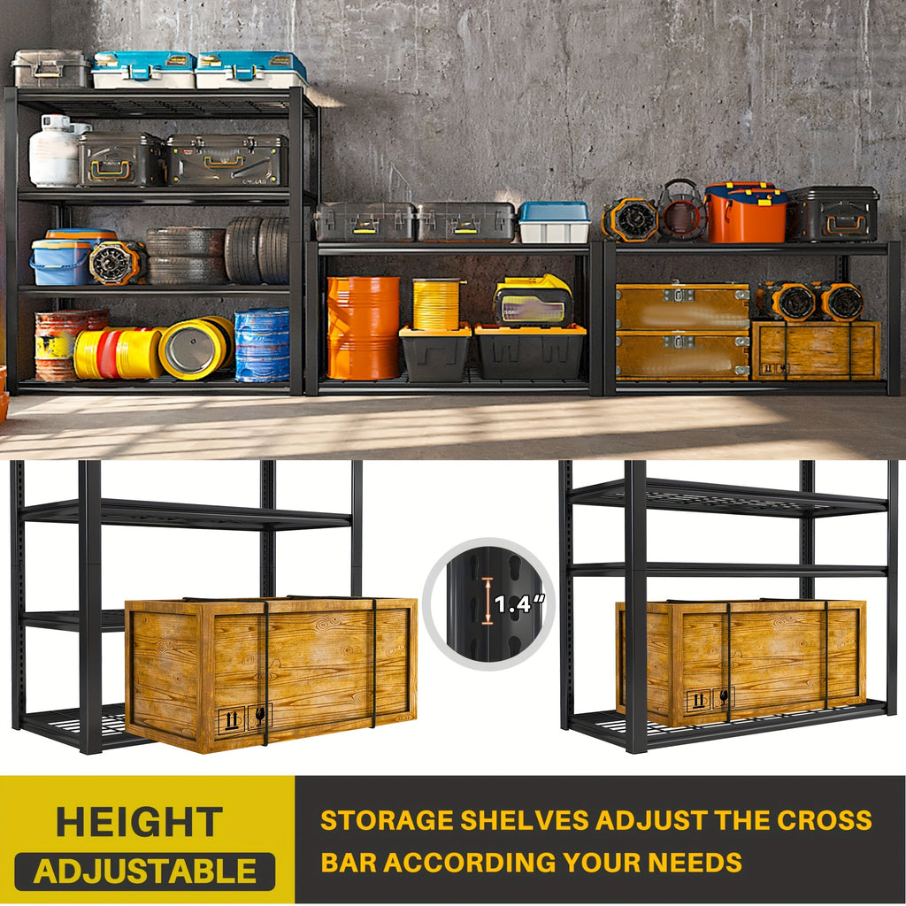 Interlocking Garage Shelving, Adjustable Metal Storage Rack with Listed Five-Tier Design and Multiple Size Options for Pantry, Basement and Utility Room Organization