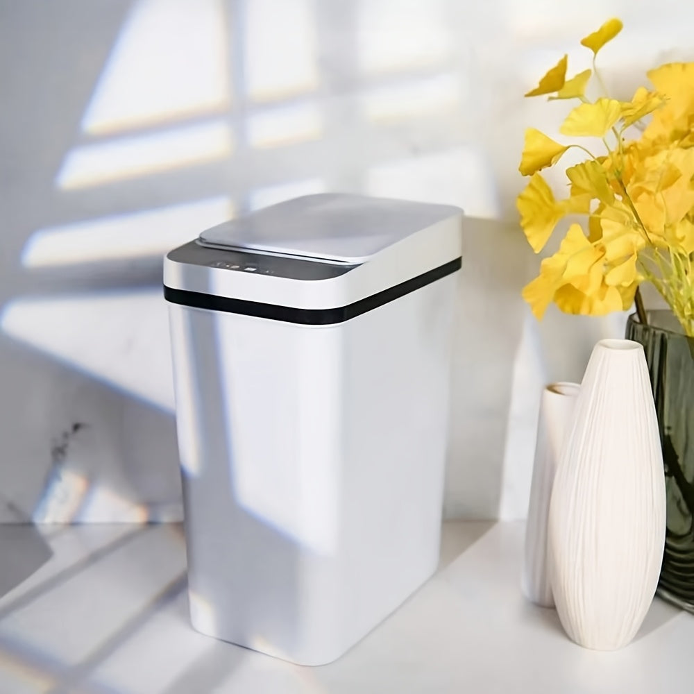 1/2 Pack Small Touchless Motion Sensor Trash Can With Lid, 2.4 Gallon Automatic Garbage Bin, Multi-use For Bathroom Kitchen Office Bedroom