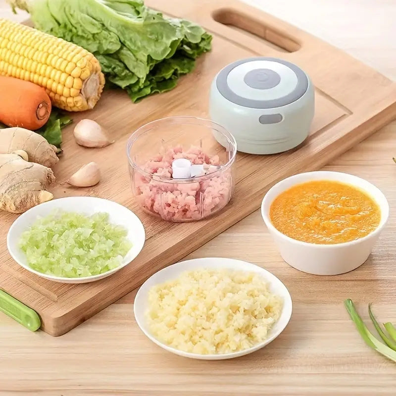 Cordless Mini Garlic Chopper, USB Electric Food Prep Tool with 500ml, 8.45oz Three-Blade and Set Options in White, Green or Pink for Small Kitchen Tasks