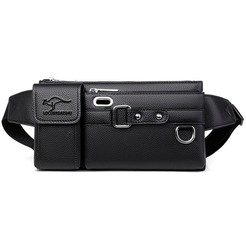 Multi-Compartment Waist Bag in Black or Brown, Listed Crossbody and Sling Carry Styles for Everyday Commuting, Shopping, Travel and Casual Outings