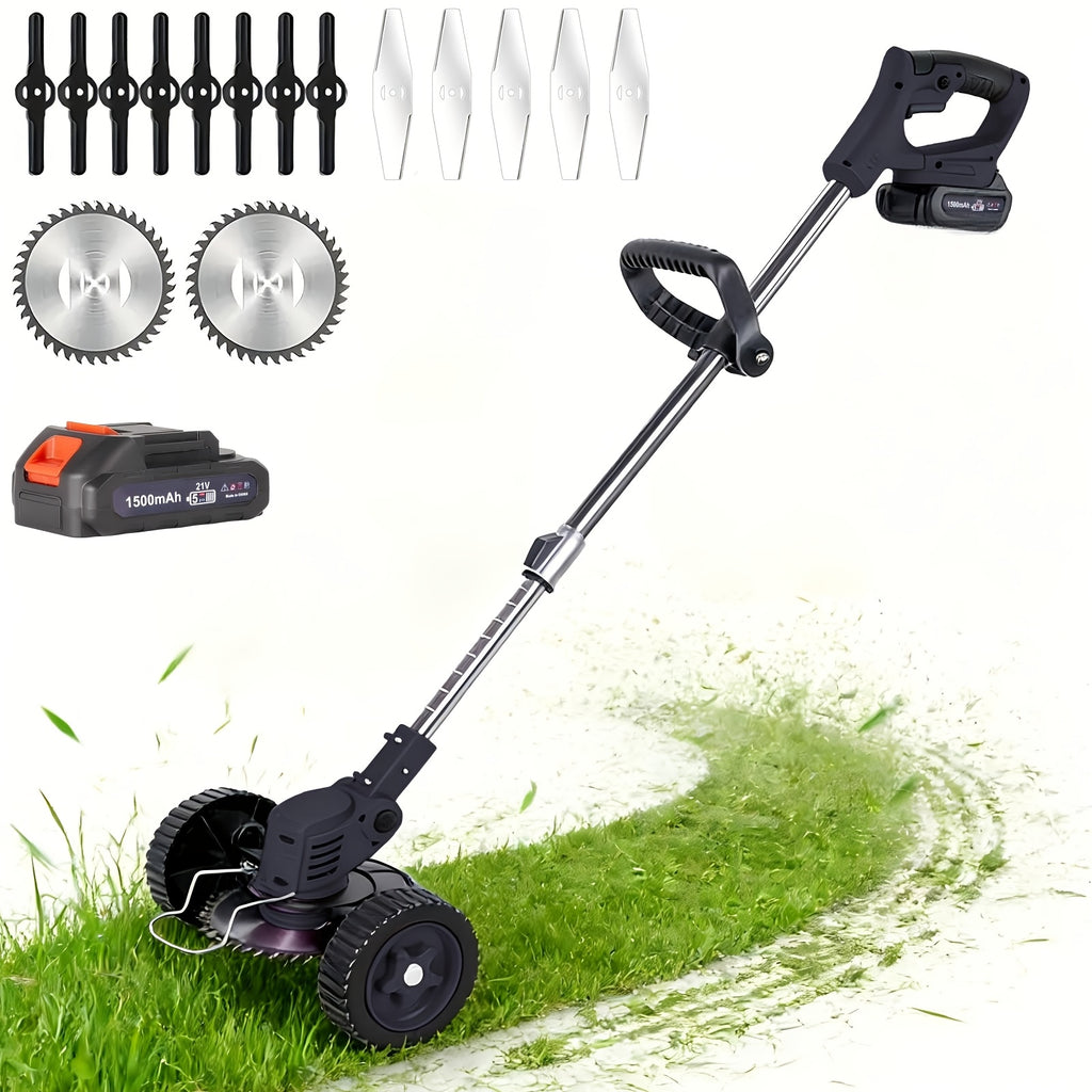 Cordless Weed Trimmer and Edger with Lithium Battery, Compact Electric Garden Grass Cutter with Multiple Blade Options and Single or Dual Battery Configurations