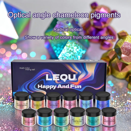 Chameleon Pigment Powder Set in 20 Mixed Colors, Color-Changing Craft Powder for Compatible Epoxy Resin Art, Decorative Jewelry, Coasters and Cup Projects