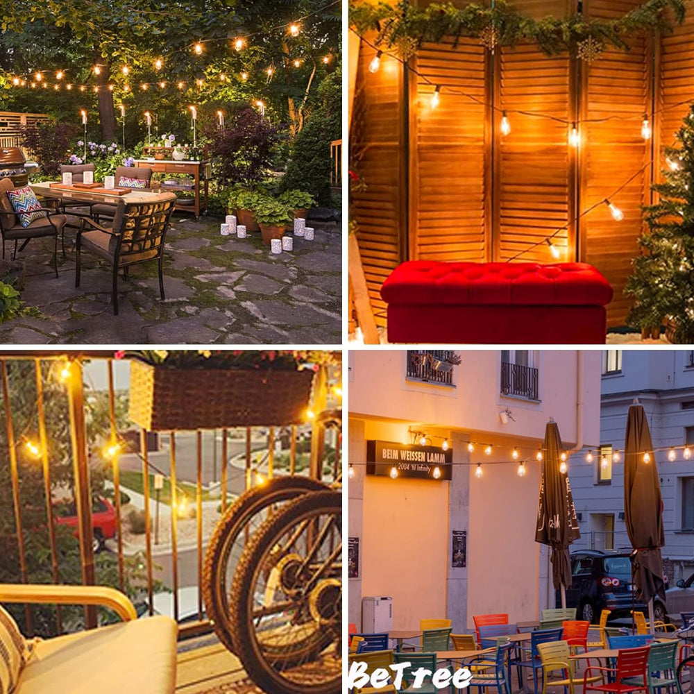 Edison Patio String Lights 100FT with Shatterproof ST38 Bulbs, 2700K Warm White Dimmable Connectable Hanging Lights for Garden, Bistro and Wedding Decor