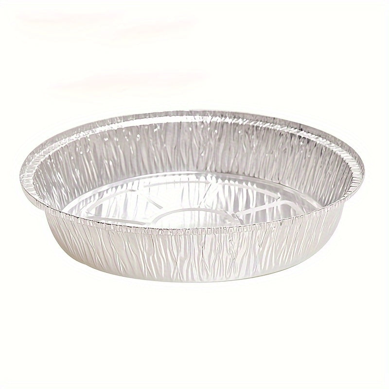 7-Inch Round Foil Baking Pans with Lids, Silvery Disposable Aluminum Set of 20 Bases and 20 Covers for Birthday Parties, Holiday Meals and Food Serving