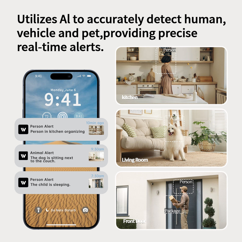 Pet Monitoring Camera 4MP QHD with 360° Panoramic View, Dual-Band WiFi, Night Vision, Two-Way Audio and Motion Alerts for Indoor Dog and Cat Check-Ins