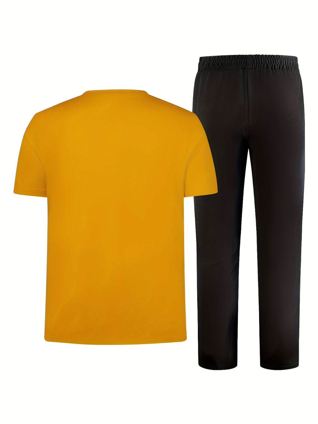 Men's Two-Piece Outfit with Printed Short Sleeve Crew Neck Top and Straight Pants, Seven Color Options and S to XXL Sizes for Casual Spring and Summer Style